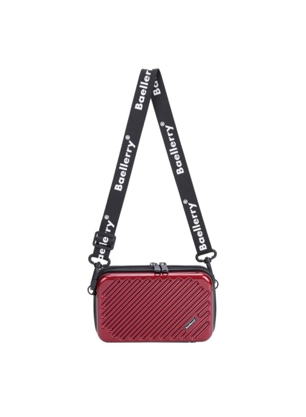 ADOWA - ABS+PC MINI TRAVEL HARD SHELL MAKEUP BAGPORTABLE COSMETICS PHONE CROSSBODY BAG N1203 (W7.09 X D2.36 X H4.33)INCH - WINE RED - Image 4