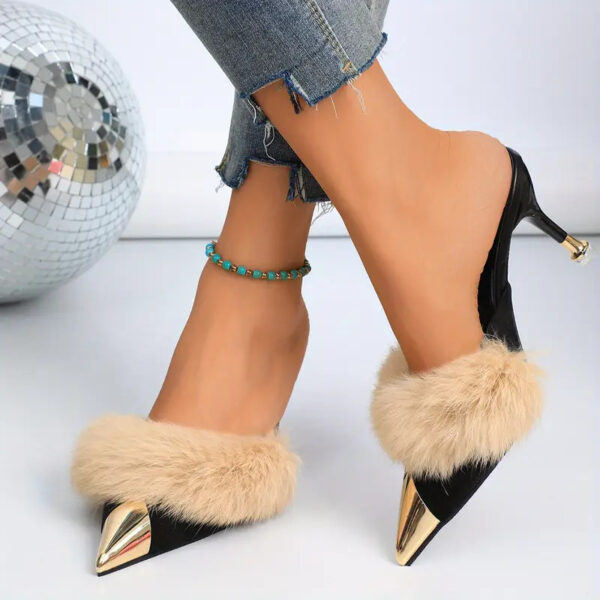 New Women'S High-Heeled Shoes with Pointed Toes, Plush Front