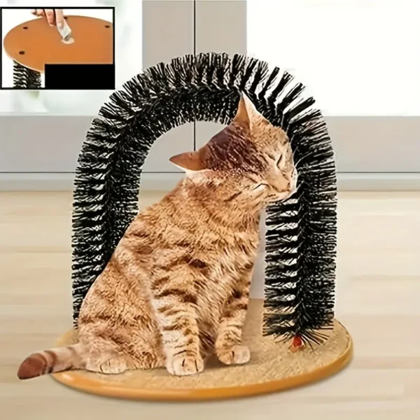 Interactive Cat Arch Self-Groomer & Massage Toy - Geometric Design, Plastic, Ideal for Medium Breeds - No Batteries Required - Image 5