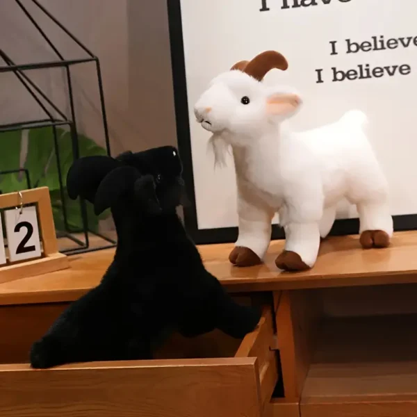 One Plush Goat Toy, White/Black, Made of Soft Polyester Fiber, Suitable for All Dog Interactions During Playtime. - Image 2