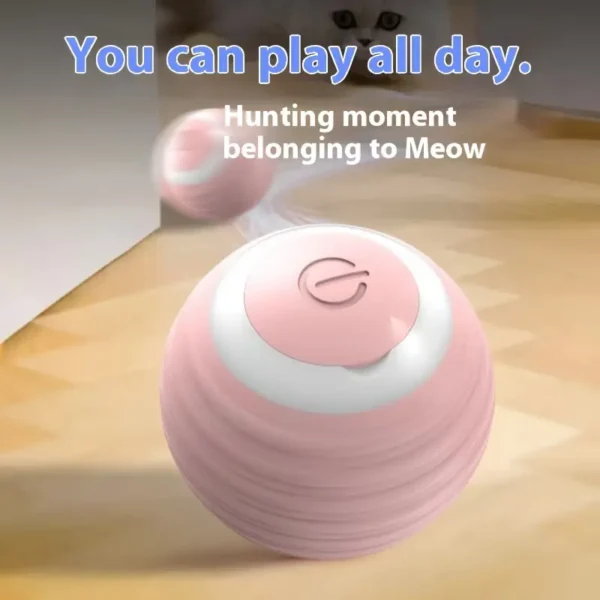 Interactive Cat Toy Ball, USB Rechargeable Silicone Automatic Rolling Ball with Stripes Pattern, Lithium Polymer Battery, Ideal for Small Breeds, Electric Pet Plaything
