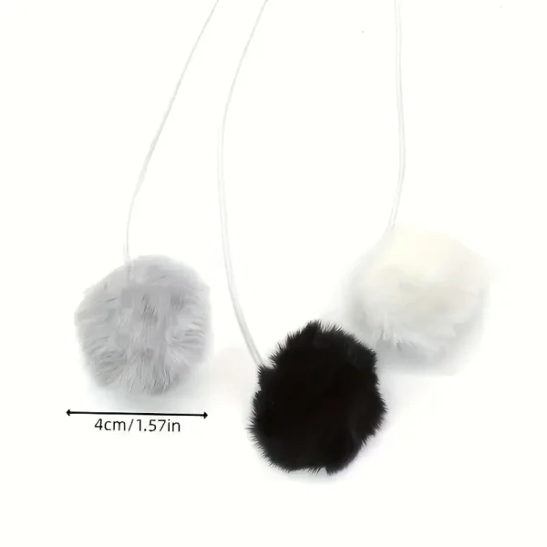 Rustic Wood Cat Tree Accessories Set, Plush Pompom Hanging Rope, DIY Pet Play Mat, Small Size, No Battery Needed, with Indoor/Outdoor Cat Toy Attachments for All Breed Sizes - Image 3