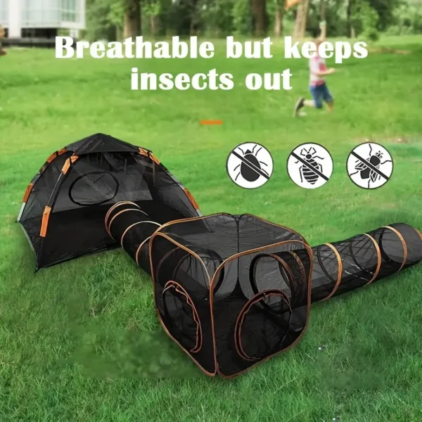 4-in-1 Outdoor Cat Enclosures For Indoor Cats Portable Pop Up Mesh Tents Kitty Playpen Play Tunnels Outside Pet DIY In Multiple Ways Pets Playhouse - Image 3