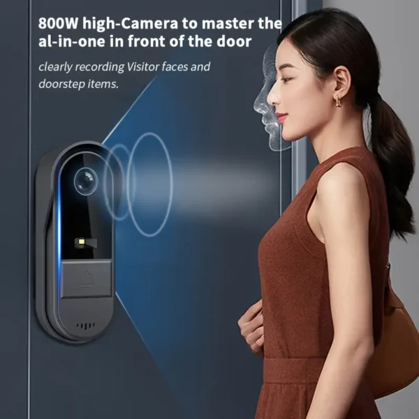 Wireless video smart doorbell, 720P HD video and 4.3-inch display real-time indoor surveillance camera, Ding dong doorbell two-way intercom, no application, rechargeable, no network, image video recording, local storage, enhanced night vision - Image 2