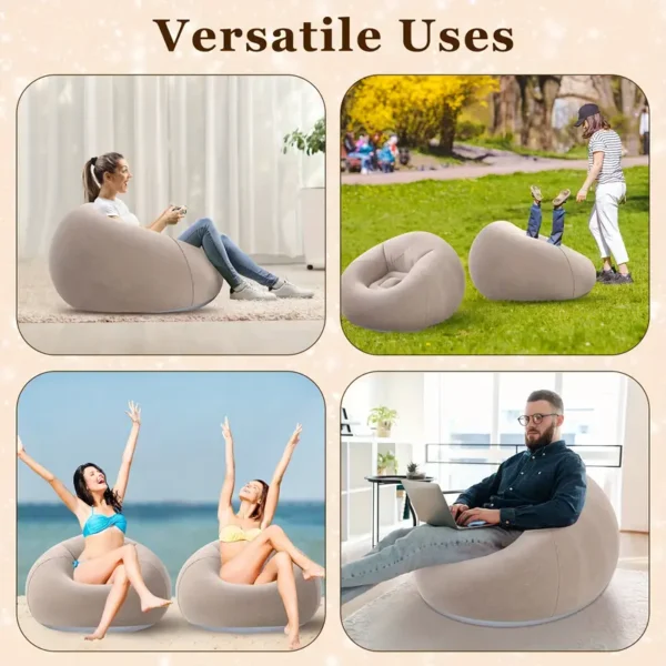 Inflatable Bean Bag Chairs Blow Up Chairs Camping Chairs Inflatable Lazy Sofa Folding Portable Inflatable Chair For Living Room Bedroom Reading Room - Image 5