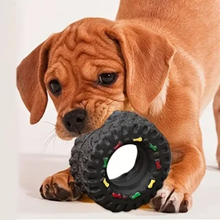1pc Durable Puppy Teething Toys - Interactive Tire Chew Toy for Dogs, Sounding Dog Chew with Tough Bite-Resistant Design for Dental Training & Playtime