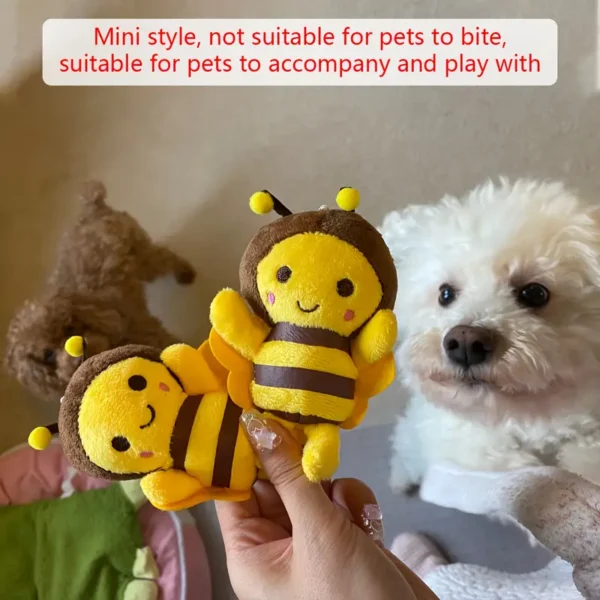Interactive Bee-Shaped Plush Toy for Pets | Soft Fabric with Striped Wings and Antennae | Ideal for Medium Breeds | Engaging Pet Play Companion, Pet Toys - Image 3