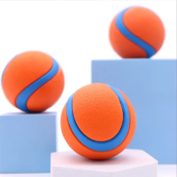 Bouncy Dog Ball - Teeth-Cleaning, Water-Friendly for Training & Play, Vibrant Orange & Blue - Ideal for Medium Breeds