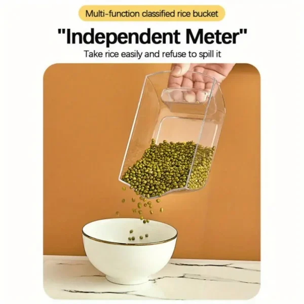 Rice Dispenser Dry Grain Food Storage Container Tank 6-Grid Rotating for Kitchen - Image 4