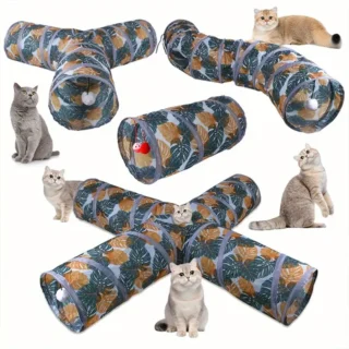 Printed Cat Tunnel: Foldable Cat Play Tunnel for Feline Fun - 1pc, 125cm/49.21in x 25cm/9.84in