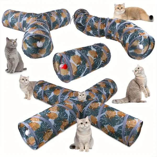 Printed Cat Tunnel: Foldable Cat Play Tunnel for Feline Fun - 1pc, 125cm/49.21in x 25cm/9.84in