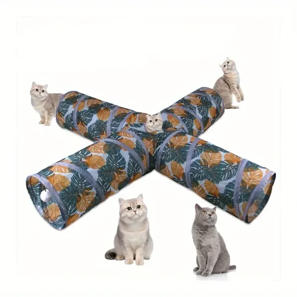 Printed Cat Tunnel: Foldable Cat Play Tunnel for Feline Fun - 1pc, 125cm/49.21in x 25cm/9.84in - Image 2
