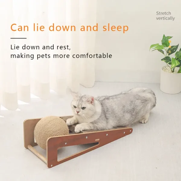 Interactive Sisal Cat Scratching Ball - Durable Claw-Grooming Toy for Kittens and Cats, Battery-Free, Indoor Play with Natural Textured Surface, Includes Hanging Rope for Added Fun, Pet Grooming Tool | Natural Wood Design | Sisal Material, Cat Toy - Image 5