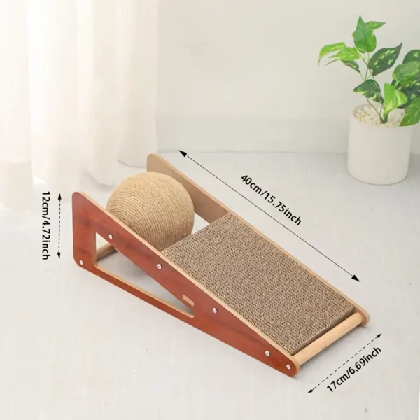 Interactive Sisal Cat Scratching Ball - Durable Claw-Grooming Toy for Kittens and Cats, Battery-Free, Indoor Play with Natural Textured Surface, Includes Hanging Rope for Added Fun, Pet Grooming Tool | Natural Wood Design | Sisal Material, Cat Toy - Image 2