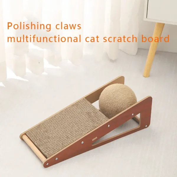 Interactive Sisal Cat Scratching Ball - Durable Claw-Grooming Toy for Kittens and Cats, Battery-Free, Indoor Play with Natural Textured Surface, Includes Hanging Rope for Added Fun, Pet Grooming Tool | Natural Wood Design | Sisal Material, Cat Toy - Image 3
