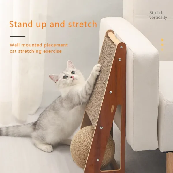 Interactive Sisal Cat Scratching Ball - Durable Claw-Grooming Toy for Kittens and Cats, Battery-Free, Indoor Play with Natural Textured Surface, Includes Hanging Rope for Added Fun, Pet Grooming Tool | Natural Wood Design | Sisal Material, Cat Toy - Image 4