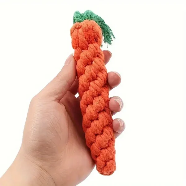 Interactive Durable Carrot-Shaped Dog Toy with Tassel - All Breed Sizes, Linen Material, Tear-Resistant Tug of War Chew Toy for Medium Dogs - Image 3