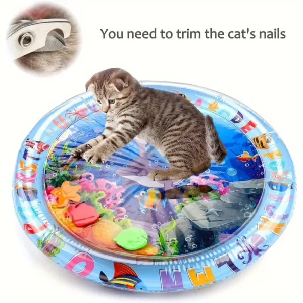 Interactive Cat Play Mat with Floating Fish - Splash-Proof PVC Water Sensation Pad for Indoor Cats, Boredom Relief Kick Toy, No Battery Needed - Image 4