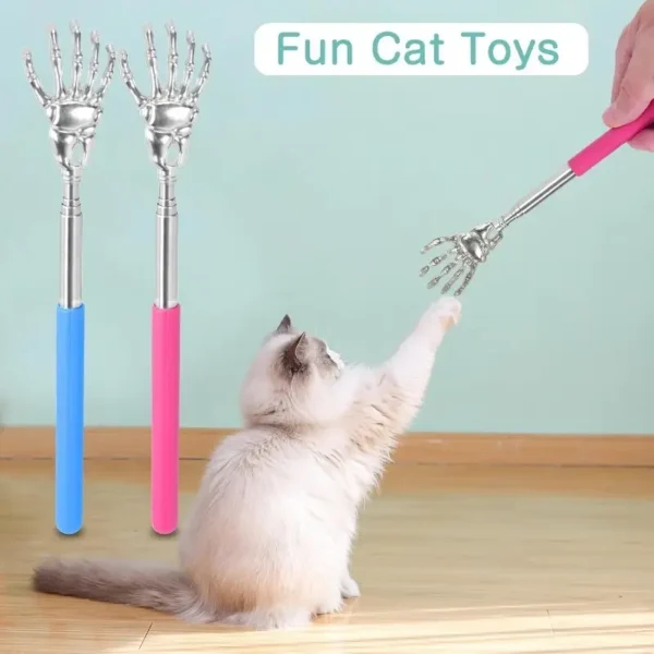 Interactive Retractable Cat Teaser Wand With Grooming Comb, Stainless Steel Telescopic Cat Toy For Indoor Cats And Dogs - Fun & Engaging Playtime - Image 2