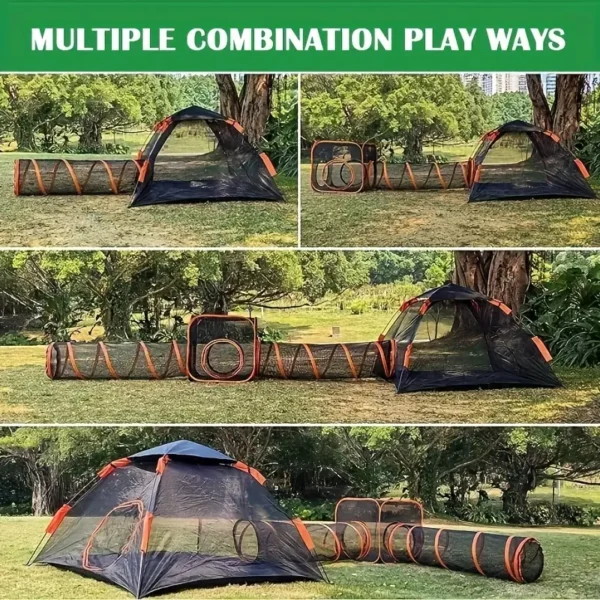 4-in-1 Outdoor Cat Enclosures For Indoor Cats Portable Pop Up Mesh Tents Kitty Playpen Play Tunnels Outside Pet DIY In Multiple Ways Pets Playhouse