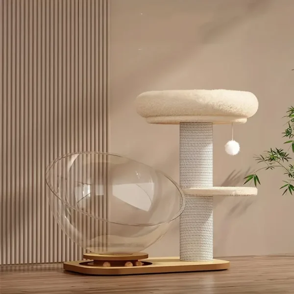 All-Season Transparent Cat Bed with Stand, Durable Scratching Post and Anti-Shedding Climbing Frame for Cats - Image 4