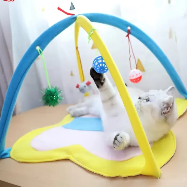 Foldable Fun Cat Hammock - Interactive Toy for Cats with Hanging Ball, Bell, and Sound Effects - Durable, Portable, and Easy to Clean