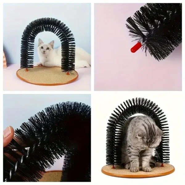 Interactive Cat Arch Self-Groomer & Massage Toy - Geometric Design, Plastic, Ideal for Medium Breeds - No Batteries Required - Image 3
