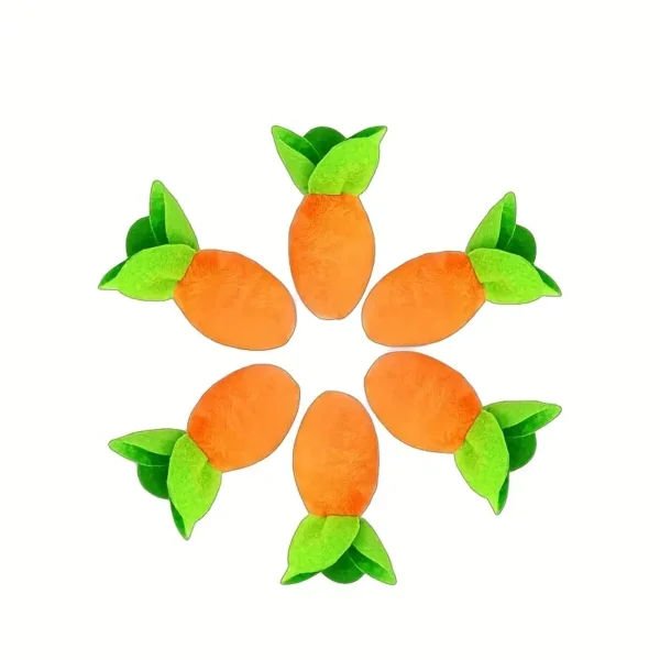 Set of 6 Interactive Plush Carrot Dog Toy Pack - Ideal for Medium-Sized Dogs to Deter Biting and Tugging, Perfect for Family Bonding and Coordination Skills Development - Image 2