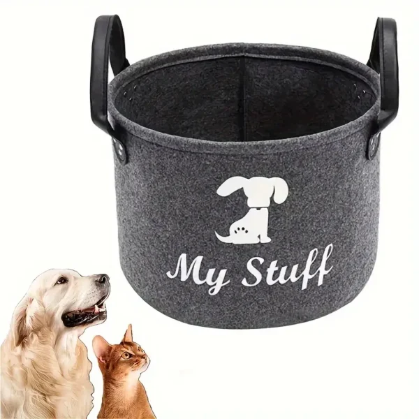 1pc Spacious Fleece Pet Toy Organizer - Ideal Storage for Dog Toys, Blankets, and Accessories, Without Battery - Image 3