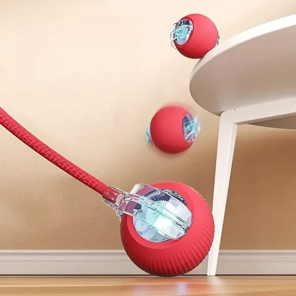 MIAOQUANJI Self-Rolling Cat Toy Ball with LED Lights & Tail String - USB Rechargeable Interactive Pet Exercise Toy for Cats & Small Dogs, Durable Silicone Auto-Moving Ball for Indoor Play, Pet Play Toy | Textured Surface | Silicone Construction, Interactive Cat Toy, MIACQUANJI - Image 4