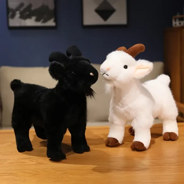 Fits 11 Holiday-Use White & Black Plush Goat Dog Toy Soft Polyester Fiber Fill Pet Chew Toy Suitable for All Breed Sizes Interactive Playing Durable and Interesting Animal Toy - Image 2