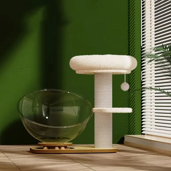 All-Season Transparent Cat Bed with Stand, Durable Scratching Post and Anti-Shedding Climbing Frame for Cats - Image 3