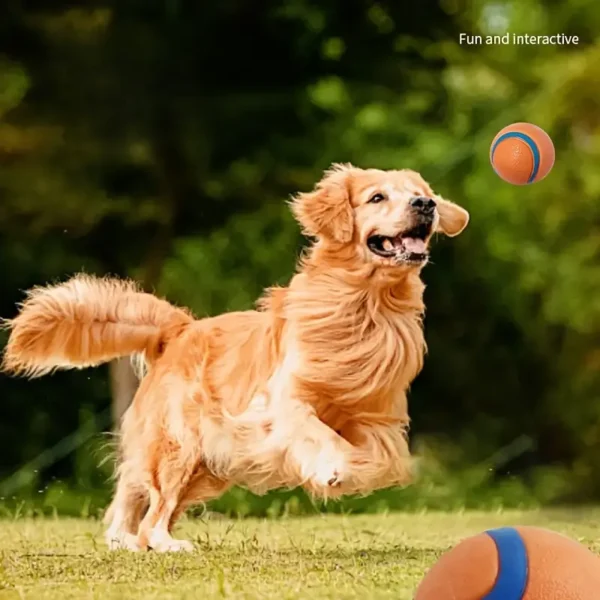 Bouncy Dog Ball - Teeth-Cleaning, Water-Friendly for Training & Play, Vibrant Orange & Blue - Ideal for Medium Breeds - Image 4