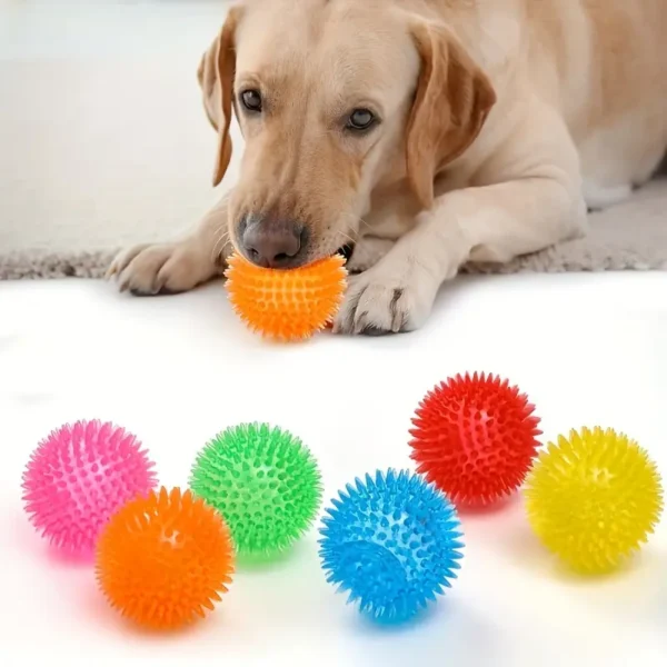 2pcs Squeaky Dog Toy Balls, Puppy Chew Toys for Teething, Non-Toxic Spikey Ball for Medium, Large & Small Dogs, Durable Toy for Aggressive Chewers - Image 4