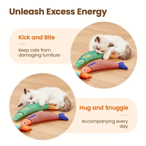1PC Simulation Fish Toy For Cats, Interactive Bite Resistant Plush Cat Chew Toy With Sound, Cat Teeth Grinding Molar Toy For Cats Kittens - Image 2