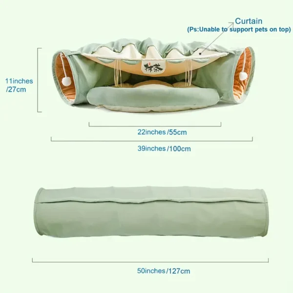 Cat Tunnel For Indoor Cats, A Durable, Lightweight Cat Tube With Collapsible Washable Cat Bed Cat Toy For All Sizes - Easy To Clean & Store - Image 3