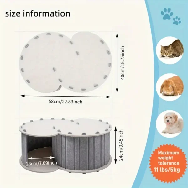 1/2pcs of All-Season Felt Cat Bed, Can Be Used As a Scratching Board, No Shedding, Disassembled And Portable for Storage, Suitable for Cats, Dogs, Rabbits, Squirrels And Other Pets Under 6.0 KG - Image 4