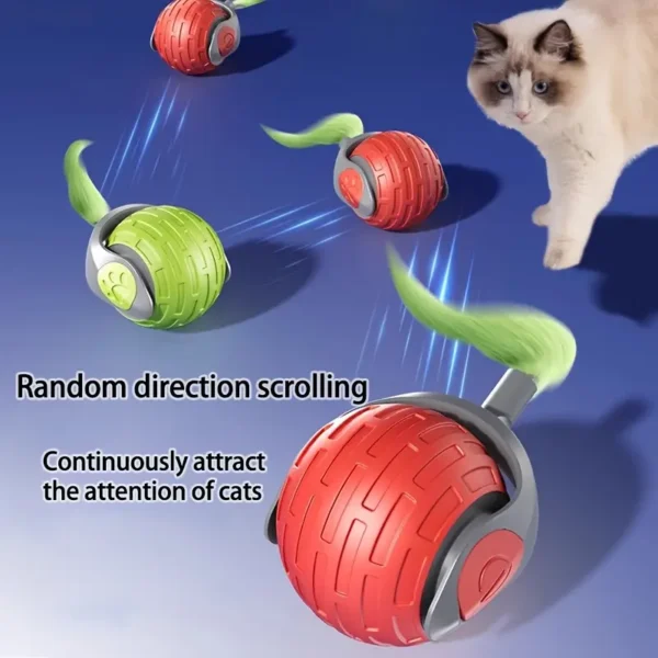 Interactive Automatic Rolling Cat & Dog Toy Ball - USB Rechargeable, Durable Plastic Pet Ball with Vibrant Colors for Indoor Play, Small Breeds, Cat Entertainment | Vibrant Pet Toy | Interactive Construction - Image 3