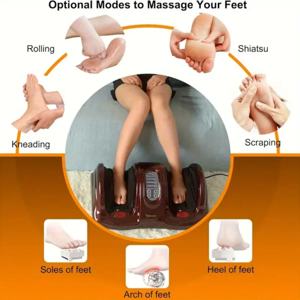 Shiatsu Foot Massager Machine With Remote Controller, Kneading And Rolling Home Massagers For Feet, Ankle, Calf, Leg, Gift For Men, Women, Father, Mom Parents And The Elderly, Red - Image 5