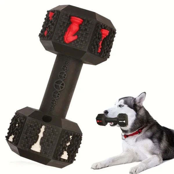 Indestructible Dog Chew Toy - Tough Natural Rubber Dumbbell for Aggressive Chewers, Medium to Large Breeds, Promotes Dental Health & Anxiety Relief