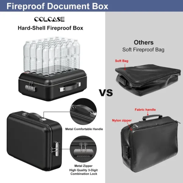 Secure Fireproof Document Safe with Lock - Hard-Shell, Water-Resistant Storage Box for Important Papers, Certificates, Laptops & Passports - Image 3