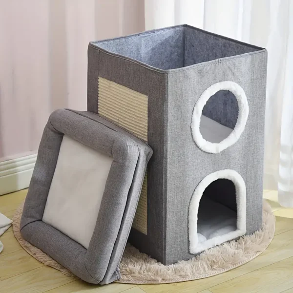 3-in-1 Cozy Cat Tunnel Bed - Play Mat & Warm Nest with Non-Slip Base, Suitable for Small to Medium Cats, Rabbits, and Hamsters, Fabric Material, Z26Y004-8, Pet Furniture | Modern Pet Bed | Soft Cushioned Tunnel, Cat Bed Furnitur - Image 2