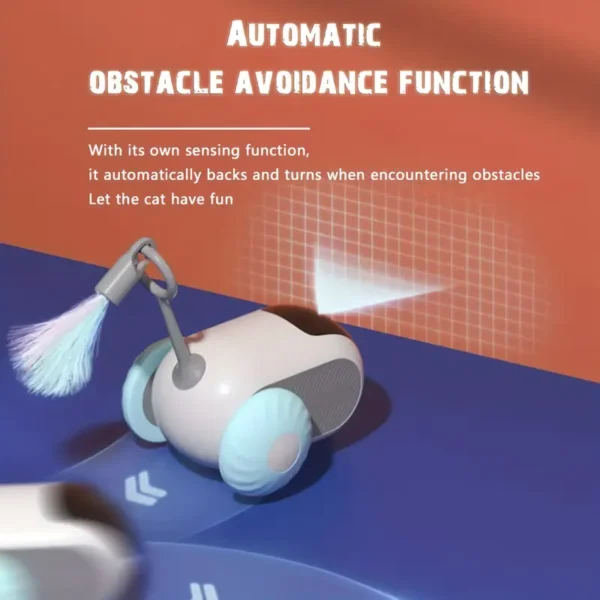 Dual-mode Remote Control Autopilot Electric Car Teasing Cat Toy with Teasing Cat Stick, Pet Supplies - Image 2