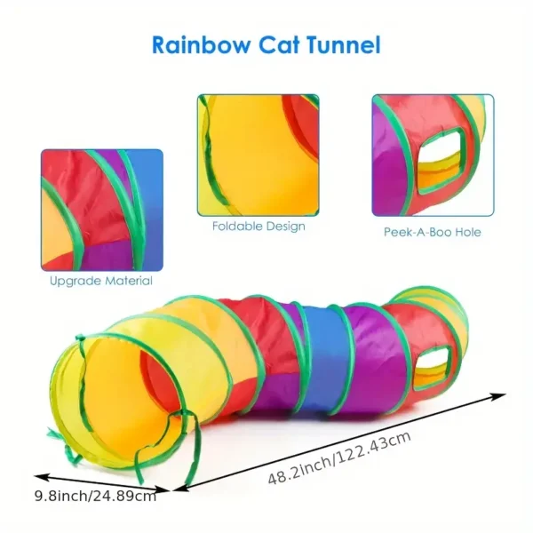 Foldable Fabric Interactive Maze with Multiple Tunnels for Cats - Fun Pet Exercise and Hideaway Playhouse for Indoor Cats - Image 3