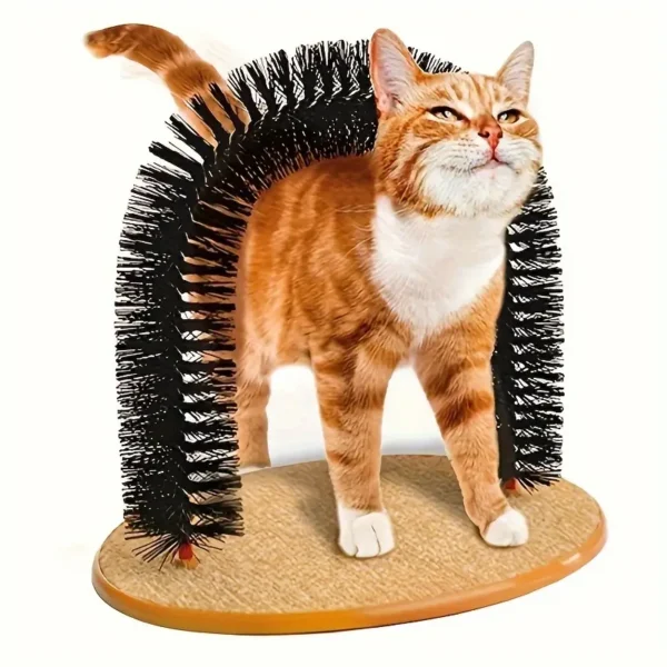 Interactive Cat Arch Self-Groomer & Massage Toy - Geometric Design, Plastic, Ideal for Medium Breeds - No Batteries Required