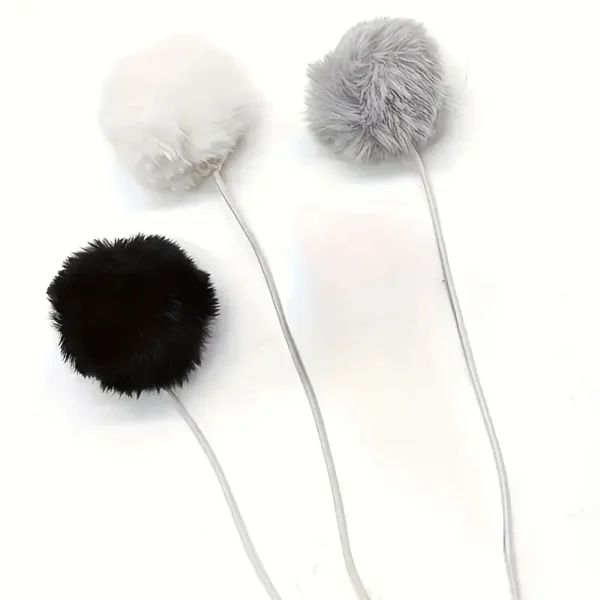 Rustic Wood Cat Tree Accessories Set, Plush Pompom Hanging Rope, DIY Pet Play Mat, Small Size, No Battery Needed, with Indoor/Outdoor Cat Toy Attachments for All Breed Sizes - Image 2