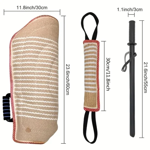 Dog Bite Training Set, Professional Dog Bite Training Protection Equipment, Bite Sleeve Arm with Whip Stirring Rod, Dog Bite Pillow Pulling Rope Toy, Suitable for Bulldogs, German Shepherd Dogs - Image 6
