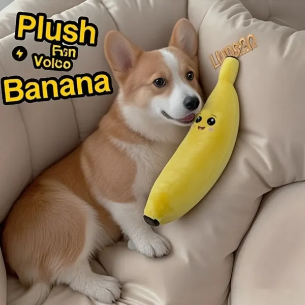 Banana Shaped Squeaky Dog Toy – Durable Plush with Cute Smiling Face Design, Perfect for Interactive Play & Dental Health – Anxiety Relief Chew Toy for Small, Medium & Large Breeds, Dog Chew Toy | Anxious Relief | Soft Texture To - Image 2