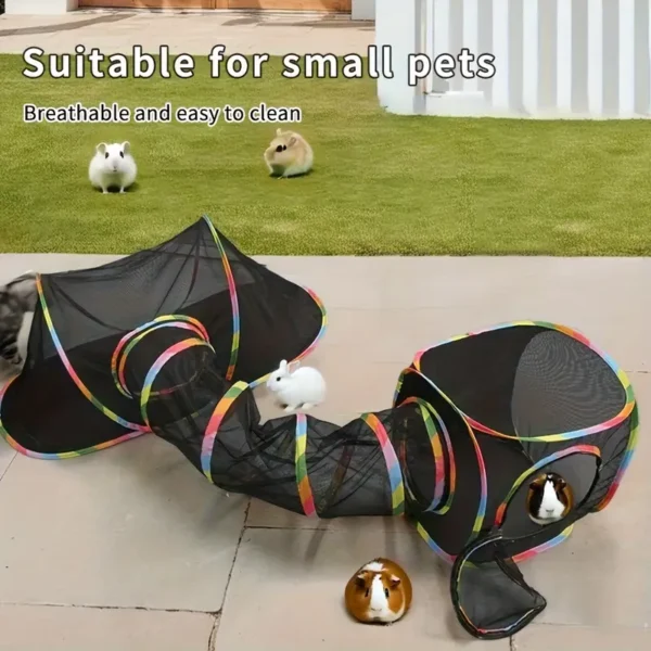 1pc/3pcs Outdoor Pet Cat Toy Fence Tunnel Anti-Mosquito and Lost Playground Indoor Cat Outdoor Cabin Rainbow Portable Cat Tent Can Be Assembled DIY Multiple Play Modes Round Cat Tunnel Pet Toy Accessories Suitable for Small Cats, Rabbits, Small Dogs, and Small Animals - Image 2