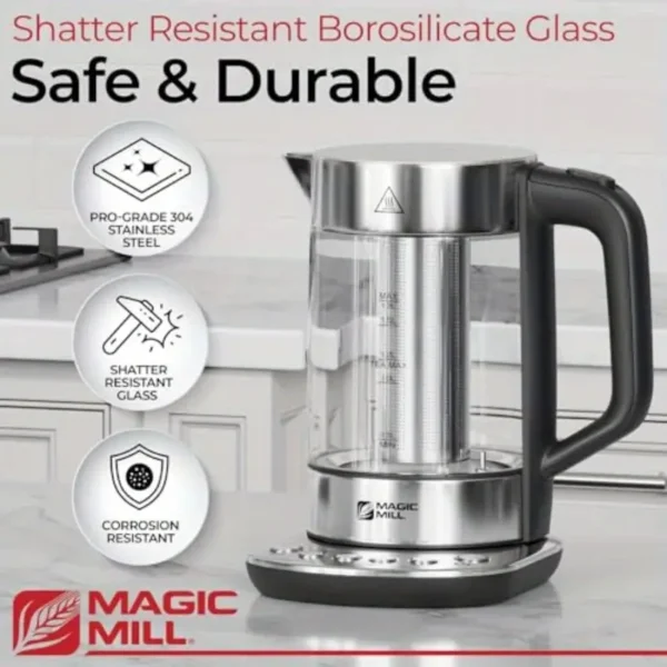 Pro Electric Kettle with tea Infuser and Temperature Control Keep Warm Function Rapid Boil Automatic Safety Shut Off BPA Free No Plastic on Water British Patent Technology Large 57.48oz - Image 3